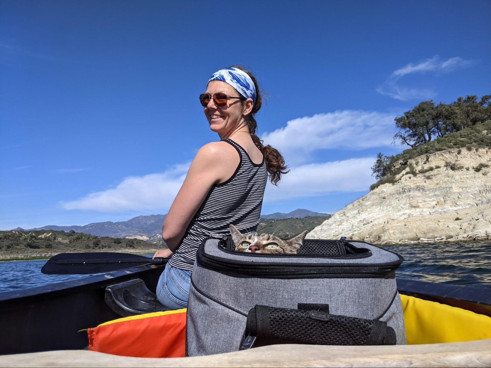 We rented a canoe and took Benny the cat for his first boat ride. 
