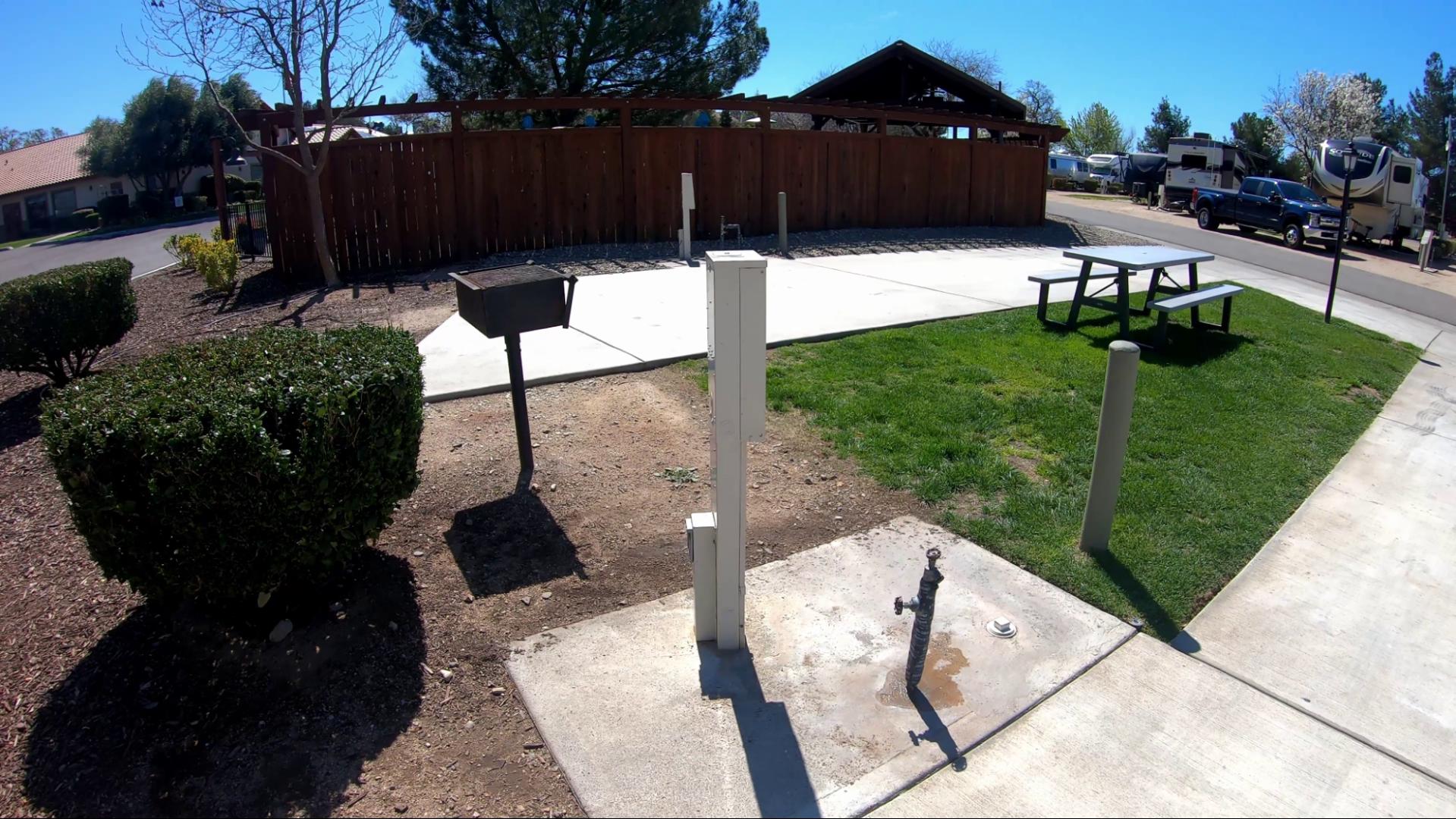 Two side by side sites at Wine Country RV Resort in Paso Robles, CA. All sites have full hookups (electric, water, sewer). 