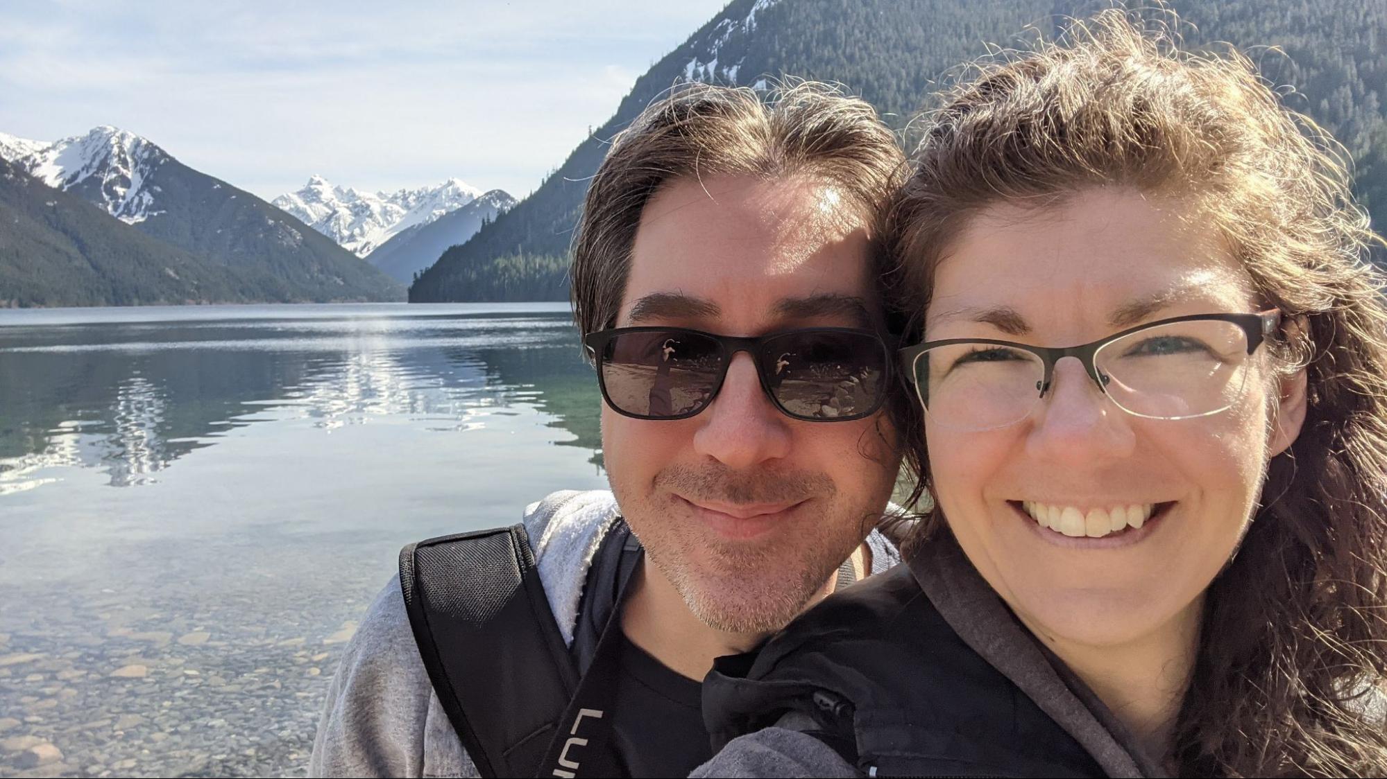 Admiring the beautiful views of the mountains that surround Chilliwack lake. 